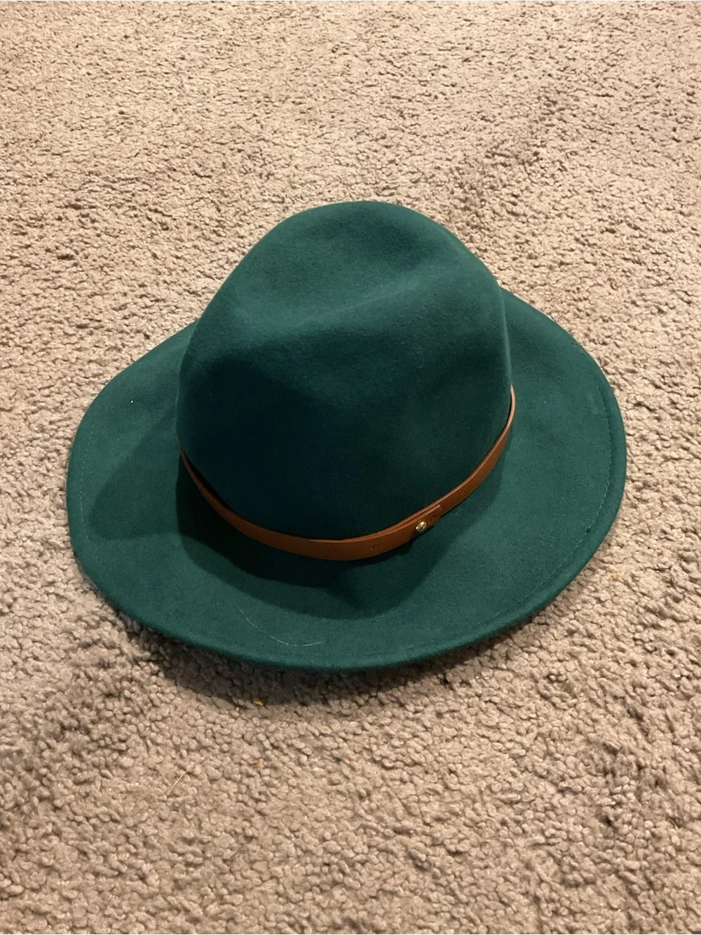 Free People 100% Wool Green Felt Fedora Hat Boho Bohemian Peasant